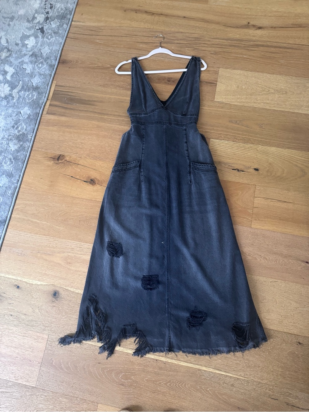 Free People Black Distressed Maxi Jumper